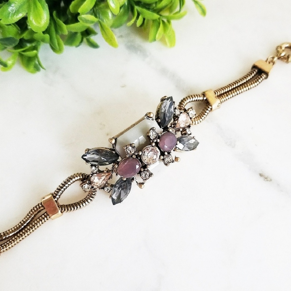 Pink Crystal Stone Goldtone Bracelet